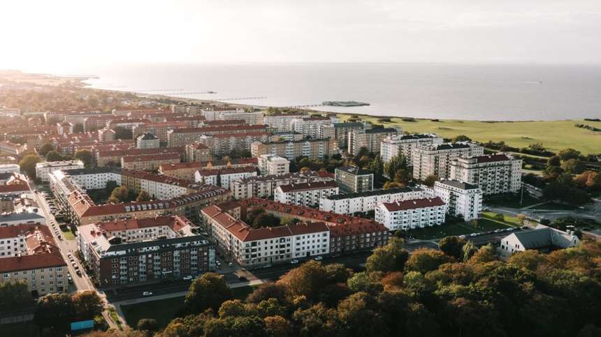 Flygfoto över Malmö stad av fotografen Pontus Ohlsson