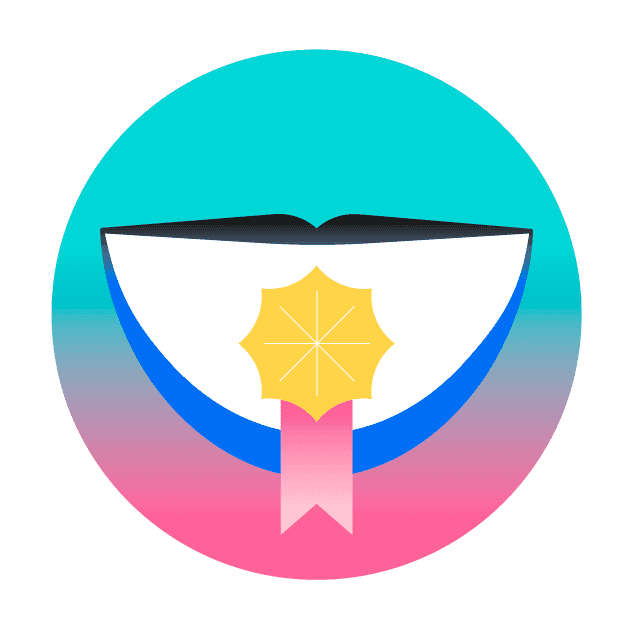 Illustration som visar en belöning för välriktade tänder tack vare DR SMILE-produkter av högsta kvalitet